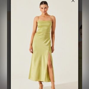 Astr the Label satin maxi dress Celery